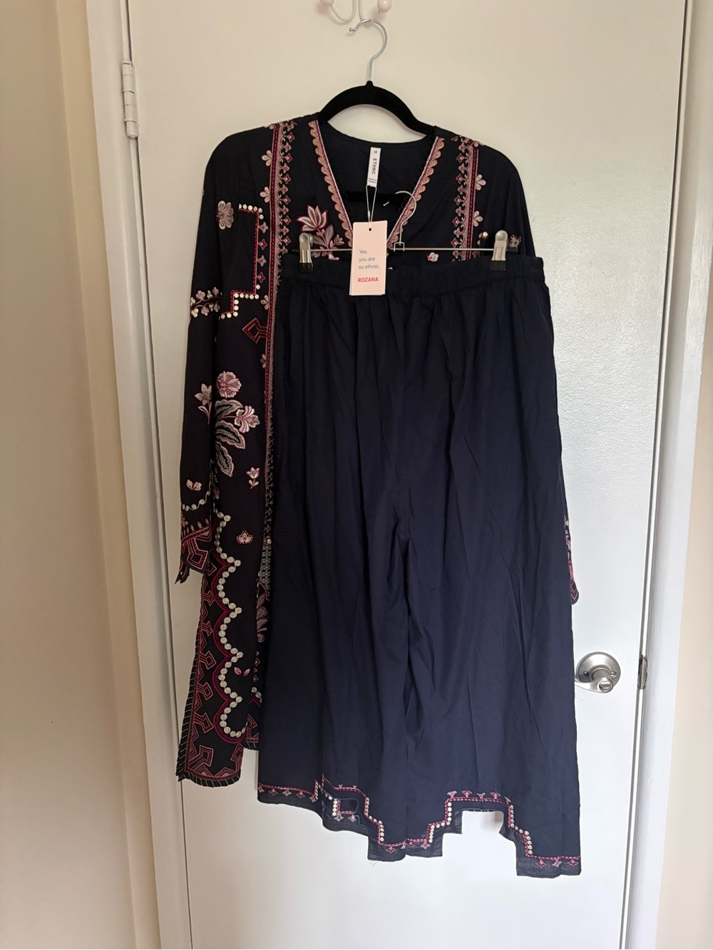 Ethnic Indian Wear Navy Blue Embroidered Women’s Pants & Kurta Set